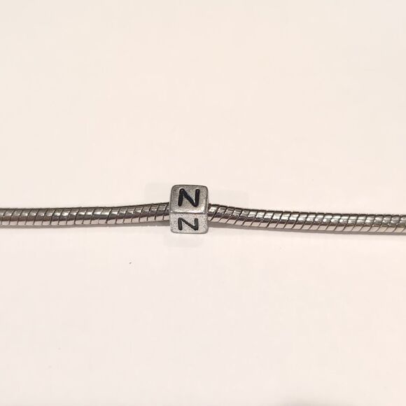 Silver N Spacer Charm for Pandora Style Bracelet - Picture 3 of 5